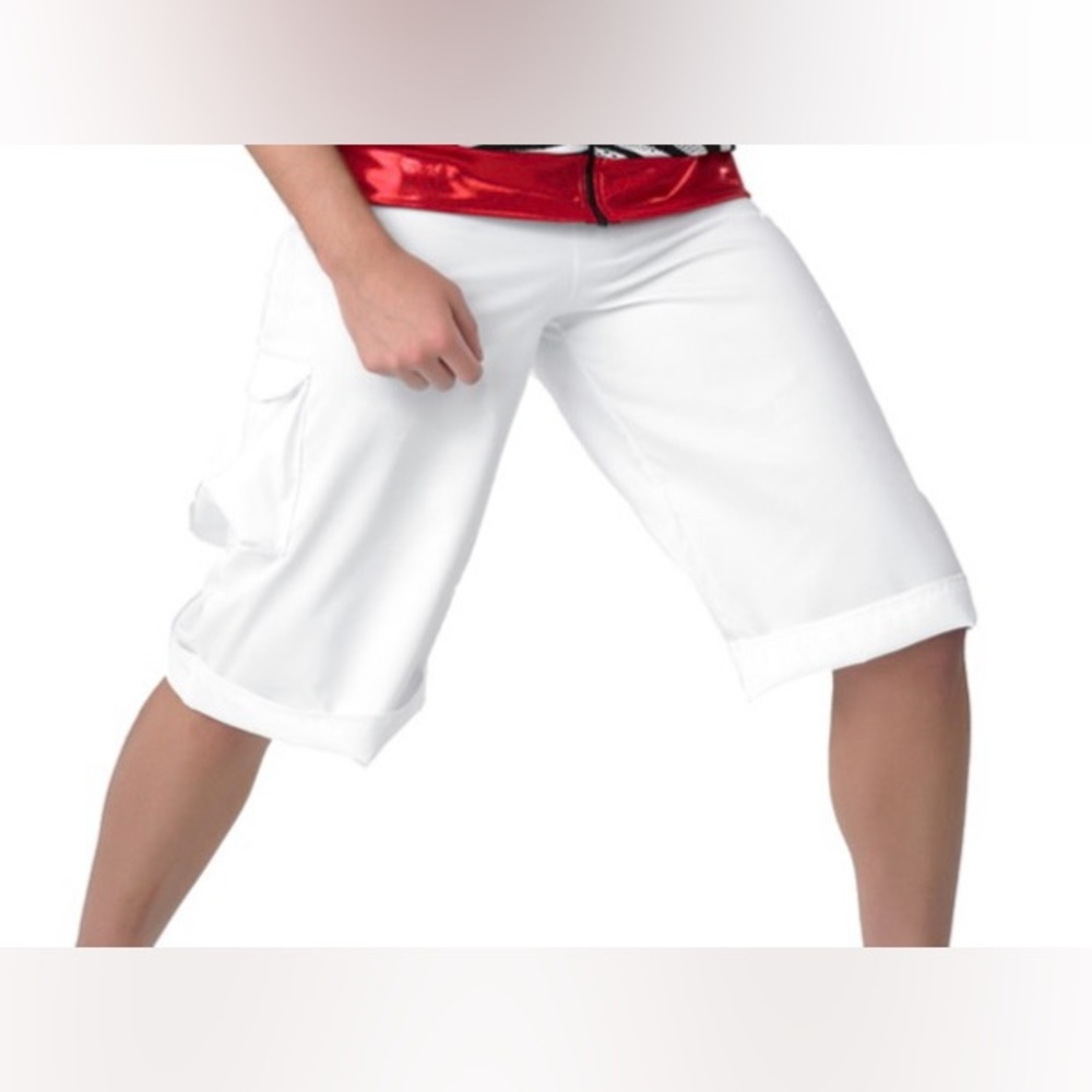 Awish Come True 10257 Poplin Guys White Cargo Shorts Dancewear Boys Costume